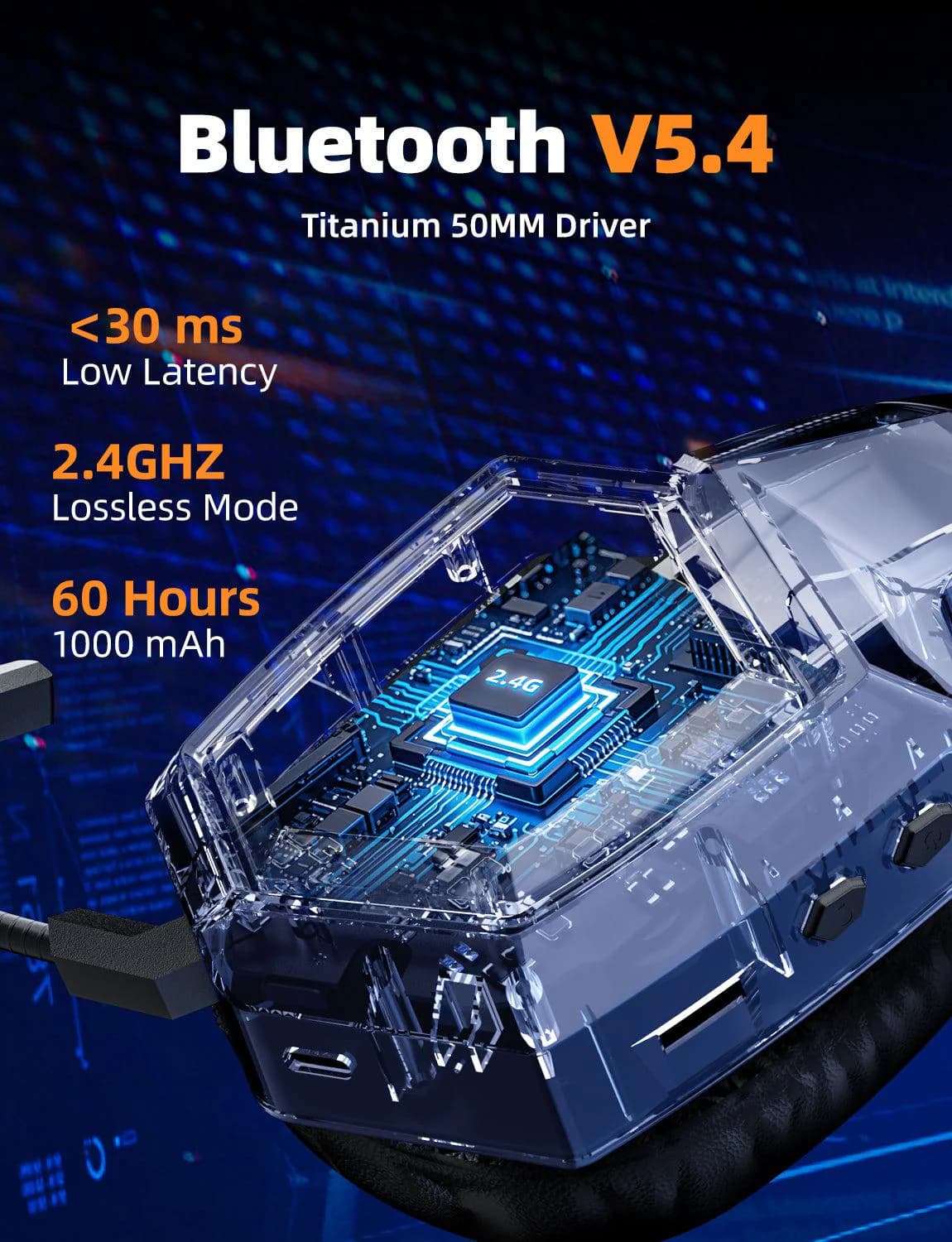 Diadema ONIKUMA GT806 — Gaming Inalámbrica BT 5.4 - 3