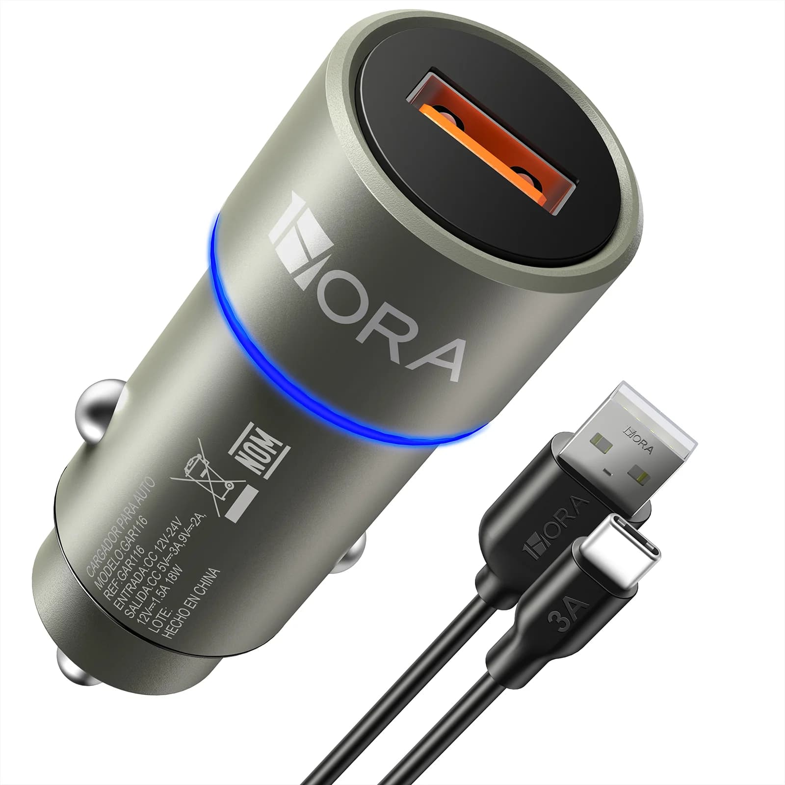 Cargador Auto 1HORA GAR116 — 18W USB-A - 1