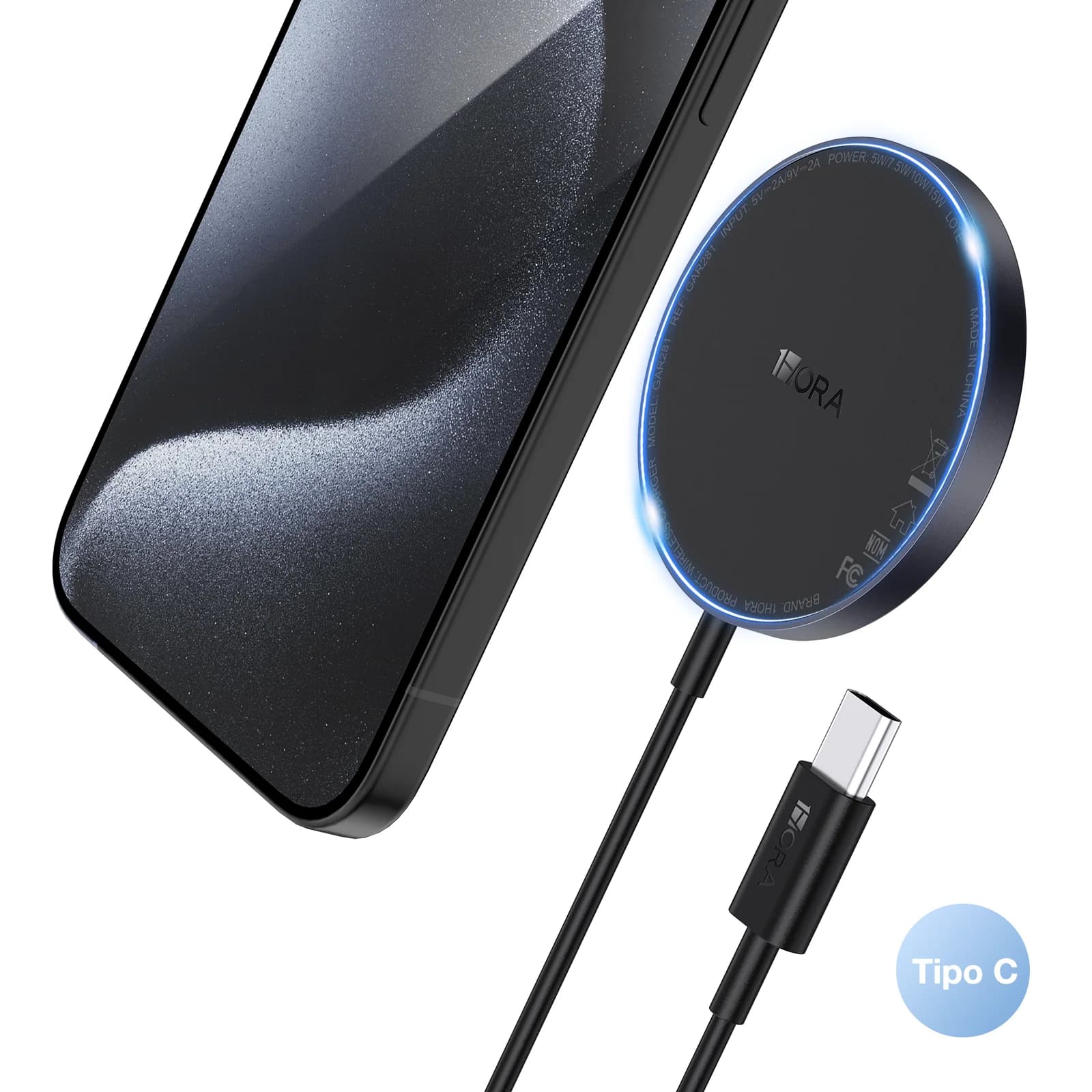 Power Bank 1HORA GAR281 — 15W Inalámbrico Aluminio Pro - 1